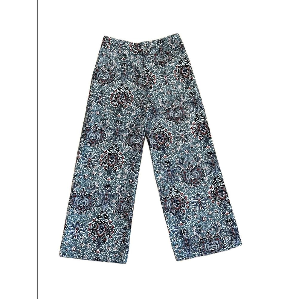 Urban Outfitters Juliet Paisley Jacquard High Rise Crop Wide Leg Pants Sz 2